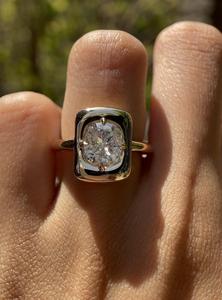 IGI Certified 2.00 Ct VS1 Lab Grown Bold Bezel <b>Set</b> <b>Ring</b> Cushion Cut Bridal Solitaire Engagement Wedding Jewelry for Her - Product Image 3