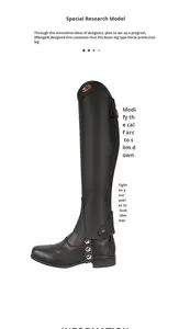 Cowhide Leather Equestrian <b>Leggings</b> Guards Horseback Riding Chaps Horse Equipment With Free Sample - Product Image 6