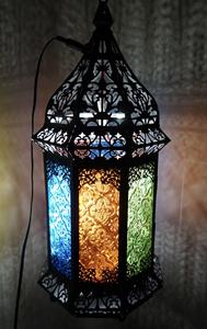 Christmas Collection 2026 Hanging and Tabletop Decorations <b>Black</b> Metal Moroccan Candle <b>Lanterns</b> with Colorful Glass Handmade - Product Image 4