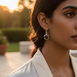 Boucles d'oreilles pendantes en argent 925 avec améthyste verte pour femmes, produit cadeau tendance - Product Image 3