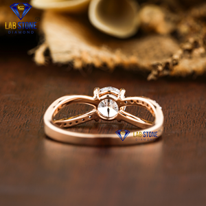 1.068 TDW แหวนเพชรกลม18K สีโรสโกลด์ HPHT Lab Stone CVD - Product Image 3