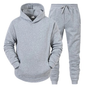 Conjuntos de ropa deportiva informal para hombre, sudadera transpirable con capucha y pantalones, chándal de lana sólida para otoño e invierno, sudaderas de gran tamaño, trajes - Product Image 4