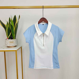 Camisa Ecuestre de Manga Corta para Mujer, Color Gris con Cierre, Logotipo Personalizado en la Parte Delantera, Lana/Algodón, Antiencogimiento - Product Image 2