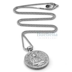 Collar de medallón budista de Plata de Ley 925 estilo Hip Hop Jasen para hombre diseño personalizado con colgantes y dijes de moissanita - Product Image 6