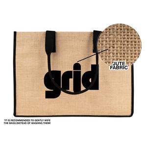 Large Custom Jute Tote Bag 18x12x6 Eco-Friendly Reusable Bag with Black Handles Durable Heat Transfer Printed Leopard Pattern - Product Image 6