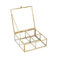Boîte en verre de forme personnalisée en gros lot de 3 articles de table porte-bijoux en métal fournitures de conteneur de bijoux décoratifs faits à la main