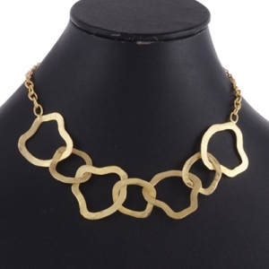 SOUMYA CREATIONS Handmade Brass Fashion Layered Bezel-Inlaid Statement Necklaces 18K <b>Gold</b> Plating Unisex Geometric Design - Product Image 4