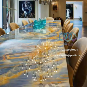 Dalles d'onyx polies de luxe en marbre vert, orange et bleu pour la cuisine et la décoration intérieure - Product Image 3