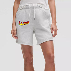 Pantalones cortos de mujer con logotipo impreso personalizado 100% algodón polar haither color gris pantalones cortos informales de verano de alta calidad para mujer - Product Image 1