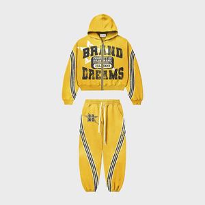 Chándal transpirable con logotipo personalizado para hombre, lana de algodón Conjunto de sudadera con capucha de lavado con ácido, ropa informal ecológica para gimnasio de invierno - Product Image 4