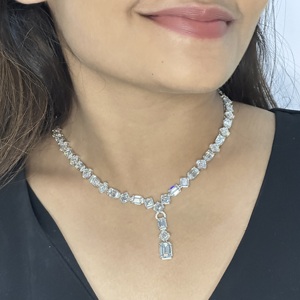 สร้อยคอเพชรทรงสี่เหลี่ยมมรกต VABS Special Premium Lab Grown น้ำหนัก 45.05 กะรัต ทอง 14K/18K ชุบโรเดียม สไตล์ชาติพันธุ์ ของขวัญสำหรับผู้หญิง - Product Image 2