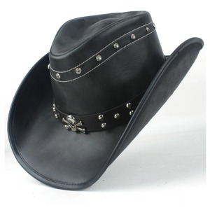 Sombrero de vaquero occidental para Hombre de cuero de alta calidad 100%, tamaño 58-59CM 36H, Sombrero de Jazz para Hombre, gorras informales para caballero y papá - Product Image 3