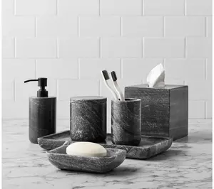 Accesorios de baño de Arte de resina con diseño de mármol Aqua Swiri blanco tradicional, juego de alta demanda para uso en el baño - Product Image 2