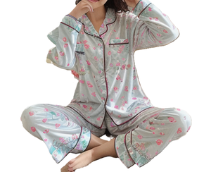 High Quality Modal Floral Printed Pajamas Set with Customizable Colors Quick Dry & Breathable Fabric Elastic Waist - Product Image 2