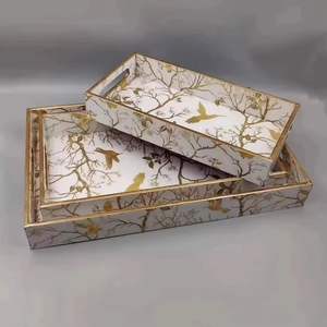 Bandeja para servir con incrustaciones de resina MDF de tamaño personalizado de alta calidad, botánica segura para alimentos diseñada para cocina, hogar, Hotel - Product Image 1