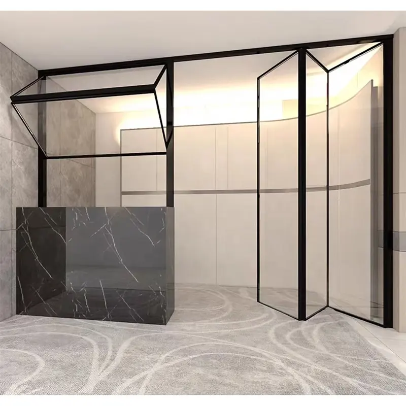 Facile à installer porte pliante coulissante résidentielle commerciale portes pliantes patio extérieur aluminium porte en verre