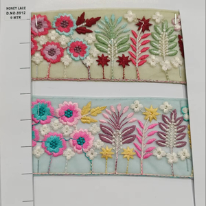 ผ้าปักลูกไม้ลายดอกไม้สีสันสดใสสง่างามพร้อมลวดลายดอกไม้สำหรับการตัดเย็บแบบทำมือสินค้าขายส่ง - Product Image 1