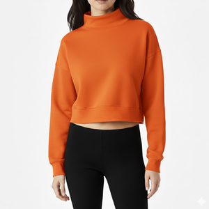 Sudadera de Mujer de Punto Regular de Color Sólido para Invierno, Estilo Casual, Corte Cuadrado, Cuello Alto Simulado, Logotipo Personalizado en la Parte Delantera, Estilo Sigma Delta Alpha - Product Image 5