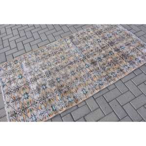 Vintage Turkish Classic Large Area <b>Rug</b> 3.4 X 6.6ft Handmade Wool <b>Abstract</b> Patchwork Rectangular Shape Latex for Hallway Use - Product Image 2