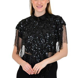 Nouveauté vêtements islamiques pour femmes perles brodées à la main paillettes écharpe de travail femme mariage anniversaire boîte de nuit fête - Product Image 1