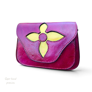 small leather Mini Foldable Lightweight Customizable Handbag <b>Flower</b> Decoration Flap Closure Custom Logo <b>Gift</b> Bag 7.8×5.3 in - Product Image 1