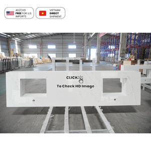 Encimeras de Cuarzo Aglomerado NV734 Resistentes a Manchas y Rayones, Superficie de Cuarzo Dorado Carrara - Product Image 5