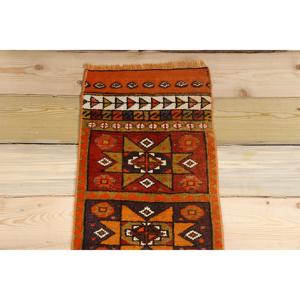 Tapis vintage 1,2 x 3 pieds, tapis turc en laine à imprimé animalier orange - Product Image 3