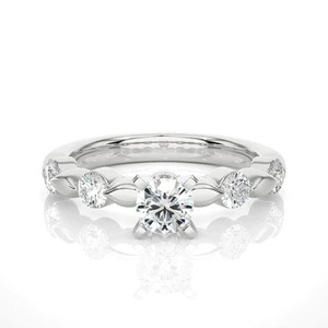 <b>Customized</b> Five Stone Lab Grown Diamond <b>Ring</b> VVS Clarity DEF Color 14K White Gold Engagement <b>Ring</b> for Women from Manufacturer - Product Image 1