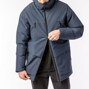 Men Parka <b>Jacket</b> With Custom Logo Thick Padded Body Wind Proof Hood Smooth Lining Finish Quality Stitching And Label Services - Product Image 5