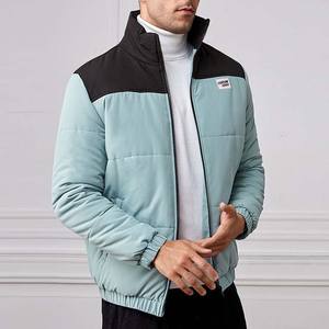 2024 ODM/OEM Men's <b>Winter</b> Warm Puffer Jacket High Quality Canvas Stand Color Block Zipper <b>Coat</b> Custom Logo <b>Hooded</b> Long Cheap - Product Image 1