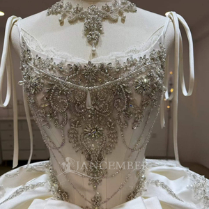 Robe de mariée Jancember JJ141 Princess Spaghtti Strap Bow Satin Empire Puffy Gowns - Product Image 6