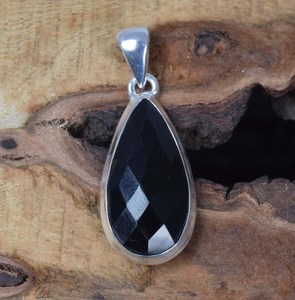 Pendentif en onyx noir, forme poire, argent sterling, bijoux en pierres précieuses faits à la main, cadeau élégant pour femmes - Product Image 3