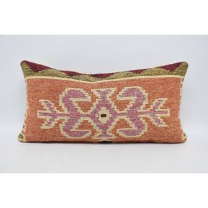หมอนขนสัตว์สีส้มลายดอกไม้และเรขาคณิตวินเทจ12X24นิ้วสไตล์ดั้งเดิมหรูหราสำหรับห้องนั่งเล่นใช้ในบ้าน - Product Image 1