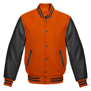 Chaqueta Universitaria de Cuero Genuino Personalizada al por Mayor de Fábrica, Diseño OEM, Transpirable, Resistente al Viento, de Alta Calidad para Hombre, con Parche Bordado en la Parte Delantera - Product Image 1