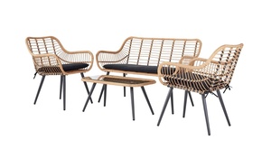 Conjunto de muebles de exterior con marco de aluminio duradero moderno, sofás de tela de mimbre, ratán polivinílico para jardín, Patio, Villa, sala de estar, Hotel - Product Image 4