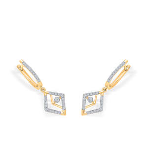 Pendientes Cuadrados de Oro y Diamantes para Mujer - Aros y Pendientes Tipo Huggies de Moda - Product Image 4