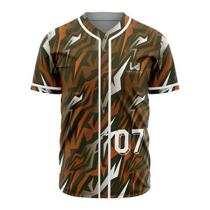 Personnaliser le maillot de baseball Transfert de chaleur Respirant Plus Size Maillots de softball personnalisés Uniforme de sport Bouton complet Streetwear - Product Image 5