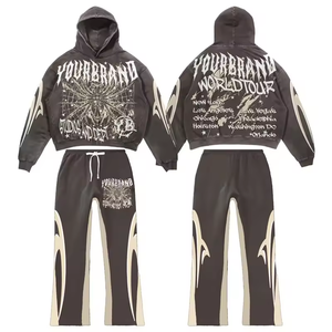 Chándales de algodón para hombre, chándal deportivo de poliéster 100%, de algodón con capucha y conjuntos de pantalones de chándal Jogger, pantalones y chándales Cargo Unisex - Product Image 3