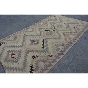 Ethnique Beige Noir 5.9 X 10.4ft Tapis Turc Fait Main Moderne Laine Polyester Patchwork Design pour Chambre Latex Haute Qualité - Product Image 2