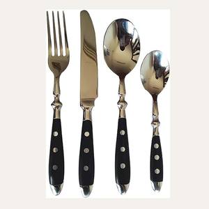 Hot Selling Wholesale Luxury Design Stainless Steel <b>Gold</b> <b>Mirror</b> Polished With Embossed Cutlery Royal Flatware Set for Weddings - Product Image 3