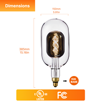 Ampoule LED vintage à filament en spirale en verre fumé de grande taille à double ampoule au design unique, intérieur 110-130V DG150 E26, lumières décoratives en verre