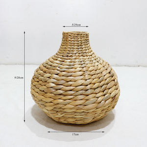 Vase de table rond décoratif en jacinthe d'eau tissé à la main Artex Dong Thap pour la maison - Product Image 2