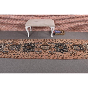 พรมวิ่งสไตล์ตุรกี ขนาด 2.7x10.3 ฟุต สีน้ำตาลวินเทจ ลายอิคัต - Product Image 3