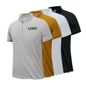 Camiseta de golf con logotipo personalizado para hombre, Polo de manga corta de secado rápido informal de algodón y poliéster que absorbe la humedad para hombre - Product Image 1