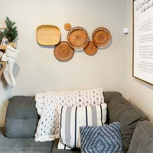 Juego de decoración de cesta de pared de ratán bohemio 6 para el hogar, comedor, sala de estar, pasillo, jarrón con marco Circular ovalado para restaurantes - Product Image 6