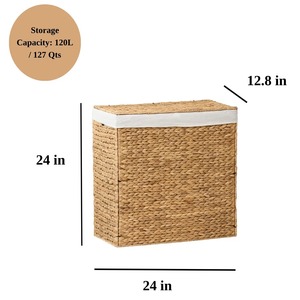 Boîte à linge en jacinthe d'eau tressée à 2 compartiments, écologique, naturelle, pour la maison et la décoration intérieure, vente en gros du Vietnam - Product Image 2