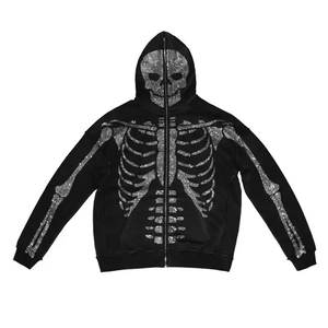 Sudadera con Capucha de Alta Calidad, Corte Regular, Estilo Desgastado, con Cierre, Bordada, Lavado Ácido, Mezcla de Algodón, con Bolsillo para Invierno - Product Image 2