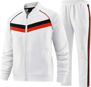 Ventes en gros de survêtements personnalisés à fermeture éclair, tendance, avec patchs déchirés, sweat-shirt et pantalon de survêtement à effet délavé, ensemble de survêtement évasé pour hommes - Product Image 2