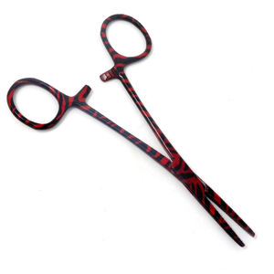 คีมหนีบเครื่องมือทันตกรรมแบบโค้งสีแดง5.5นิ้วทำจากสเตนเลสสตีล - Product Image 5