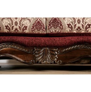 Sofá de lujo clásico de 2 plazas tapizado rojo Marrón oscuro madera de caoba maciza-muebles de madera antiguos Fabricación hecha a mano - Product Image 5